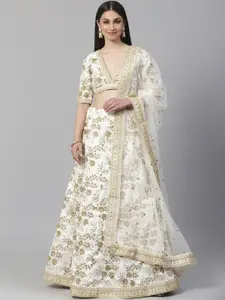 Readiprint Fashions Off-White Semi-Stitched Lehenga & Unstitched Choli with Dupatta
