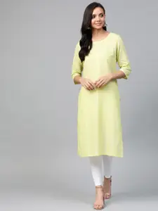 AURELIA Women Yellow Solid Straight Kurta