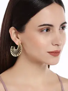 OOMPH Gold-Toned Crescent Shaped Half Hoop Earrings