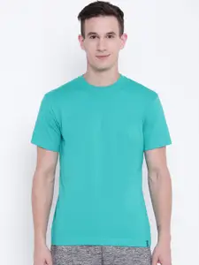 Jockey Men Sea Green Solid Round Neck T-shirt