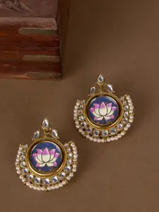 AccessHer Gold-Toned & White Floral Chandbalis