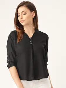 urSense Women Black Shirt Style Top