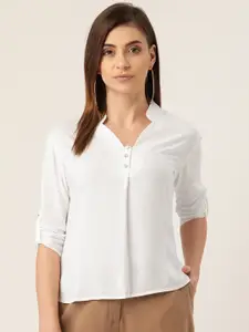urSense Women White Solid Shirt Style Top