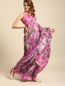 Saree mall Purple & Green Art Silk Printed Saree