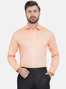 Turtle Men Orange Smart Slim Fit Solid Formal Shirt
