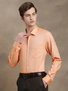 Turtle Men Orange Smart Slim Fit Solid Formal Shirt