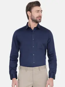 Turtle Men Navy Blue Smart Slim Fit Solid Formal Shirt