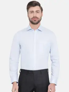Turtle Men Blue Smart Slim Fit Solid Formal Shirt