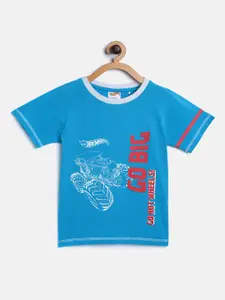 toothless Boys Blue & White  Hot wheels Printed T-shirt