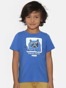 Puma Boys Blue Printed T-shirt