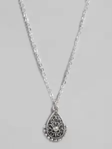 Accessorize Silver-Toned Floral Design Pendant with Chain