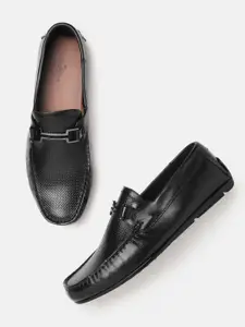 Louis Philippe Men Black Textured Leather Driving Shoes