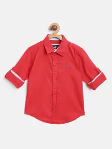 Gini and Jony Boys Red Regular Fit Solid Casual Shirt