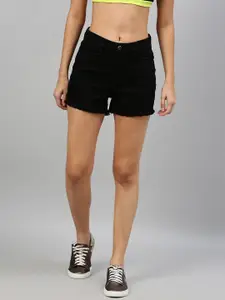 Roadster Women Black Solid Regular Fit Denim Shorts