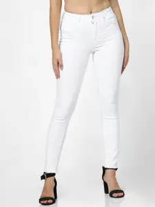 ONLY Women White Skinny Fit Mid-Rise Clean Look Stretchable Jeans