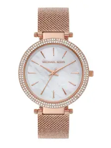 Michael Kors Women White & Rose Gold Analogue Watch