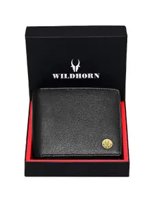 WildHorn Men Black Solid Genuine Leather Two Fold Wallet