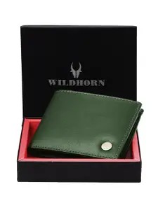 WildHorn Men Green Solid Two Fold Genuine Leather Wallet