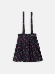 ELLE Girls Navy Blue & Pink Printed A-Line Knee-Length Skirt