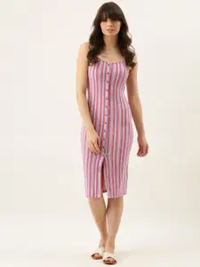 FOREVER 21 Women Red & Blue Striped Bodycon Dress