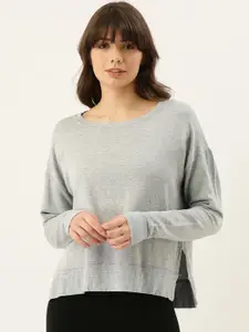 FOREVER 21 Women Grey Solid Sweatshirt