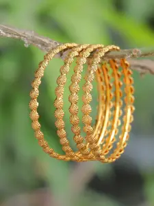 Adwitiya Collection Set of Four 24k Gold-Plated Handcrafted Bangles