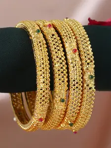 Adwitiya Collection Set Of 4 Gold-Plated Bangles