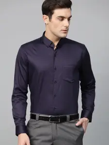 DENNISON Men Purple Comfort Regular Fit Solid Formal Shirt