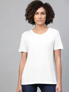 Marks & Spencer Women White Solid Round Neck T-shirt