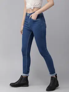 Roadster Women Blue Super Skinny Fit Mid-Rise Clean Look Stretchable Jeans