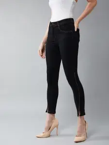 DOLCE CRUDO Women Black Skinny Fit High-Rise Clean Look Stretchable Jeans