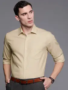 Louis Philippe Men Beige & White Slim Fit Striped Formal Shirt