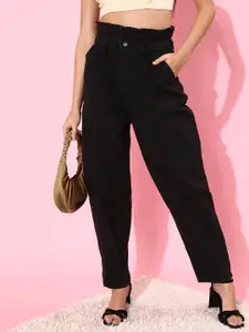 Roadster Women Stylish Black High-Rise Relaxed Fit Stretchable Jeans