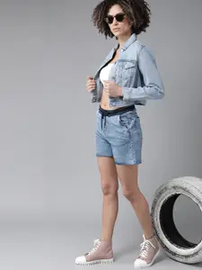 Roadster Women Blue Solid Regular Fit Denim Shorts