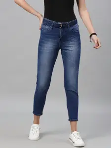 Roadster Women Blue Skinny Fit Mid-Rise Clean Look Stretchable Cropped Jeans