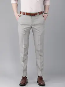 Park Avenue Men White & Black Neo Regular Fit Self Design Formal Trousers