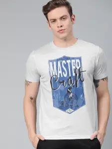 Huetrap Men White Melange Printed Round Neck Sustainable T-shirt