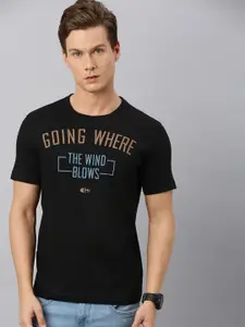 Huetrap Men Black Printed Round Neck T-shirt