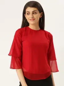 urSense Women Red Solid Top