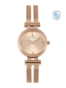 Titan Women Rose Gold-Toned Dial Watch 9942WM01J
