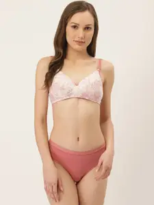 Inner Sense Pink Organic Cotton Antimicrobial Sustainable Wire-Free Padded Bra & Panty Set ISBP068