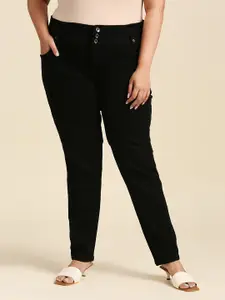 Freeform by High Star Women Plus Size Black Slim Fit High-Rise Clean Look Stretchable Jeans