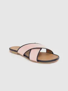 Carlton London Women Pink Solid Open Toe Flats