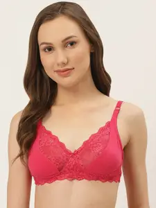 Inner Sense Pink Lace Organic Cotton Antimicrobial Sustainable Laced Non-Padded Bra AISB019