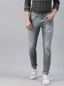 WROGN Men Grey Slim Fit Mid-Rise Clean Look Stretchable Jeans