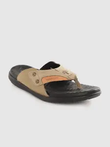 Woodland Men Khaki Leather Comfort Sandals