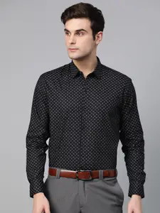 SOJANYA Men Black & Grey Regular Fit Printed Formal Shirt
