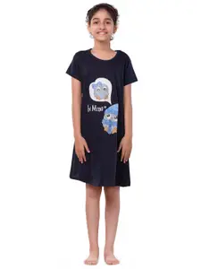 Todd N Teen Girls Navy Blue Printed Sleep Shirt