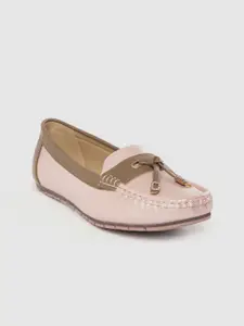 Lavie Women Pink & Brown Colourblocked Tasselled Loafers