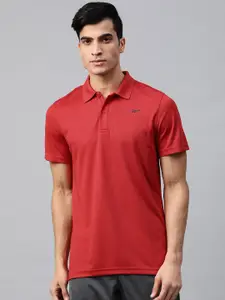 Reebok Men Rust Red Power Mesh Solid Training Polo T-Shirt
